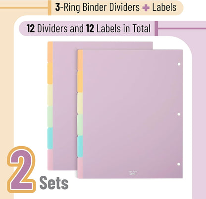 Mr. Pen- Binder Dividers, 6 Tab Dividers, Pack of 2 Sets (12 Dividers Total), Dividers