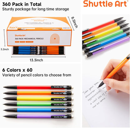 Shuttle Art Mechanical Pencils, 162 Pack Bulk Mechanical Pencils 0.7mm Medium Point, HB #2 Lead Pencils, Assorted Barrels, Office School Supplies