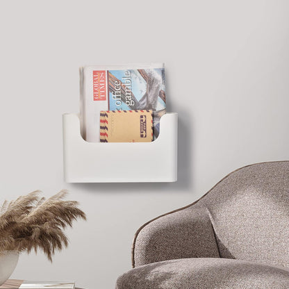 Jomola No Drilling Wall Mount File Holder - Office Wall Hanging Files & Magazines Organizer - Plastic Door Mount with Adhesive Pad, Gray (1 Count)