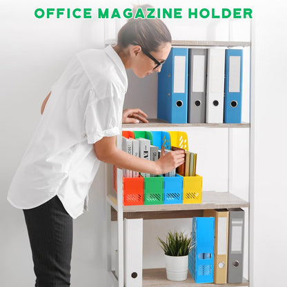 Glenmal 12 Pack Magazine Organizers Binder Organizer for Desk Plastic Vertical File Holder Magazine Racks Desk Accessories for Office, Home, or School (Black)