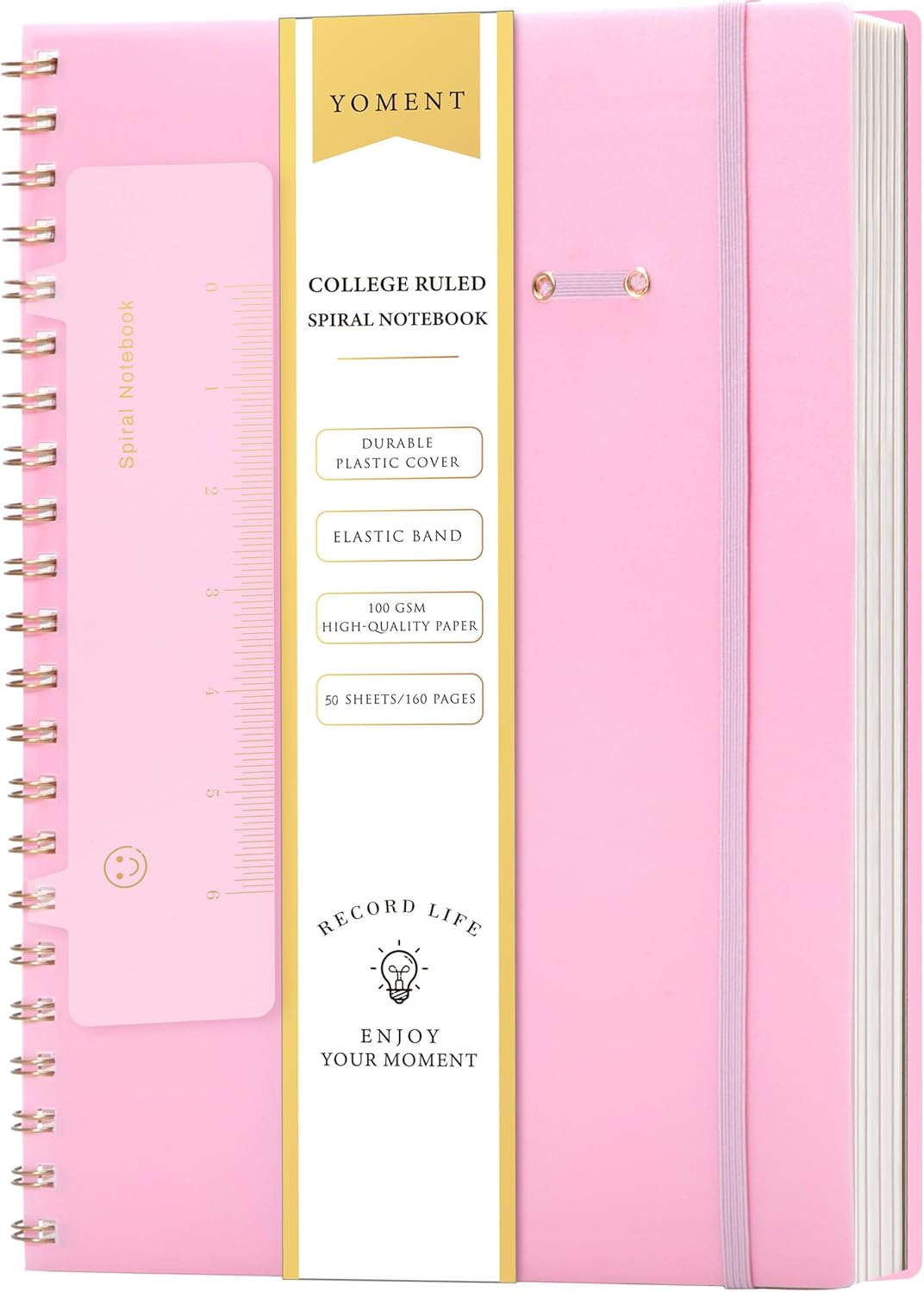 Yoment Graph Paper Spiral Notebook A5 Graphing Notebook 160 Pages Graph Paper Notebook Spiral Bound Waterproof Plastic Hardcover Spiral Journal 5x7 Grid Notebooks for Note Taking,Black