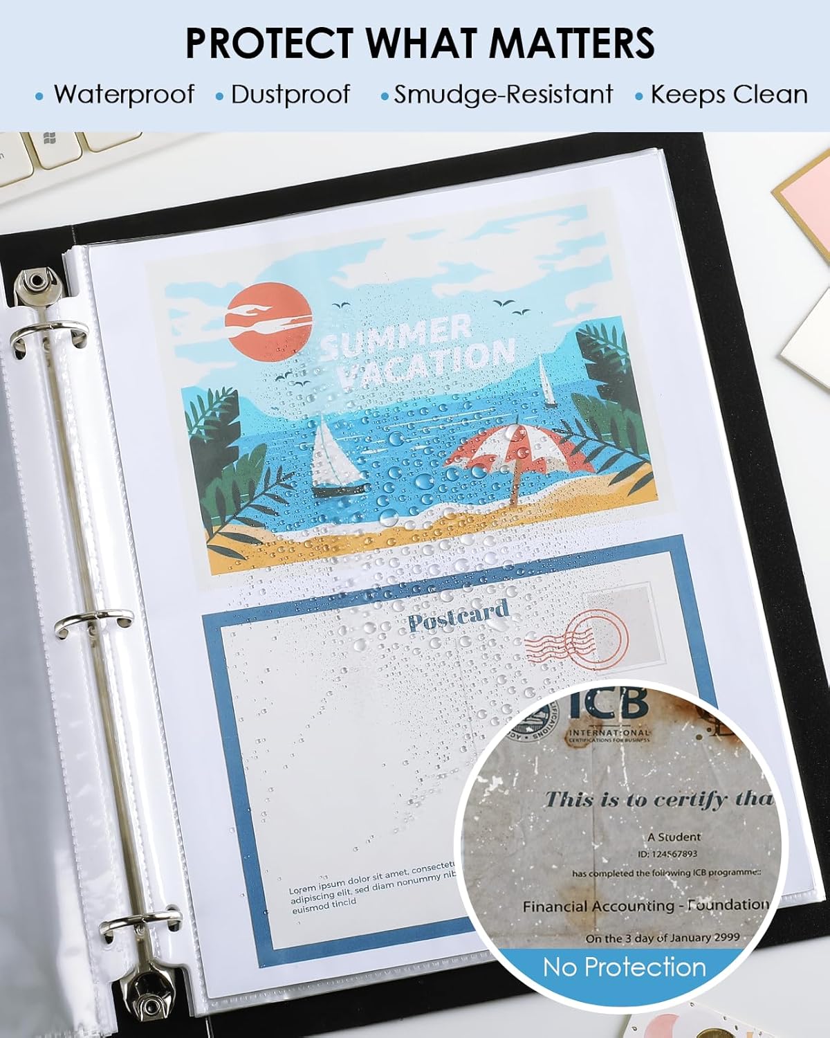 KTRIO Sheet Protectors 8.5 x 11 Inch, Clear Top Loading Page Protectors for 3 Ring Binder, Polypropylene Plastic Sleeves, Letter Size Document Protectors, Office & Home, 50 Pack