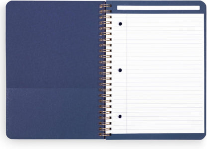 Vera Bradley Mini Spiral Notebook, College Ruled Paper, 8.25" x 6.25" with Pocket and 160 Lined Pages (Cambridge Blues)