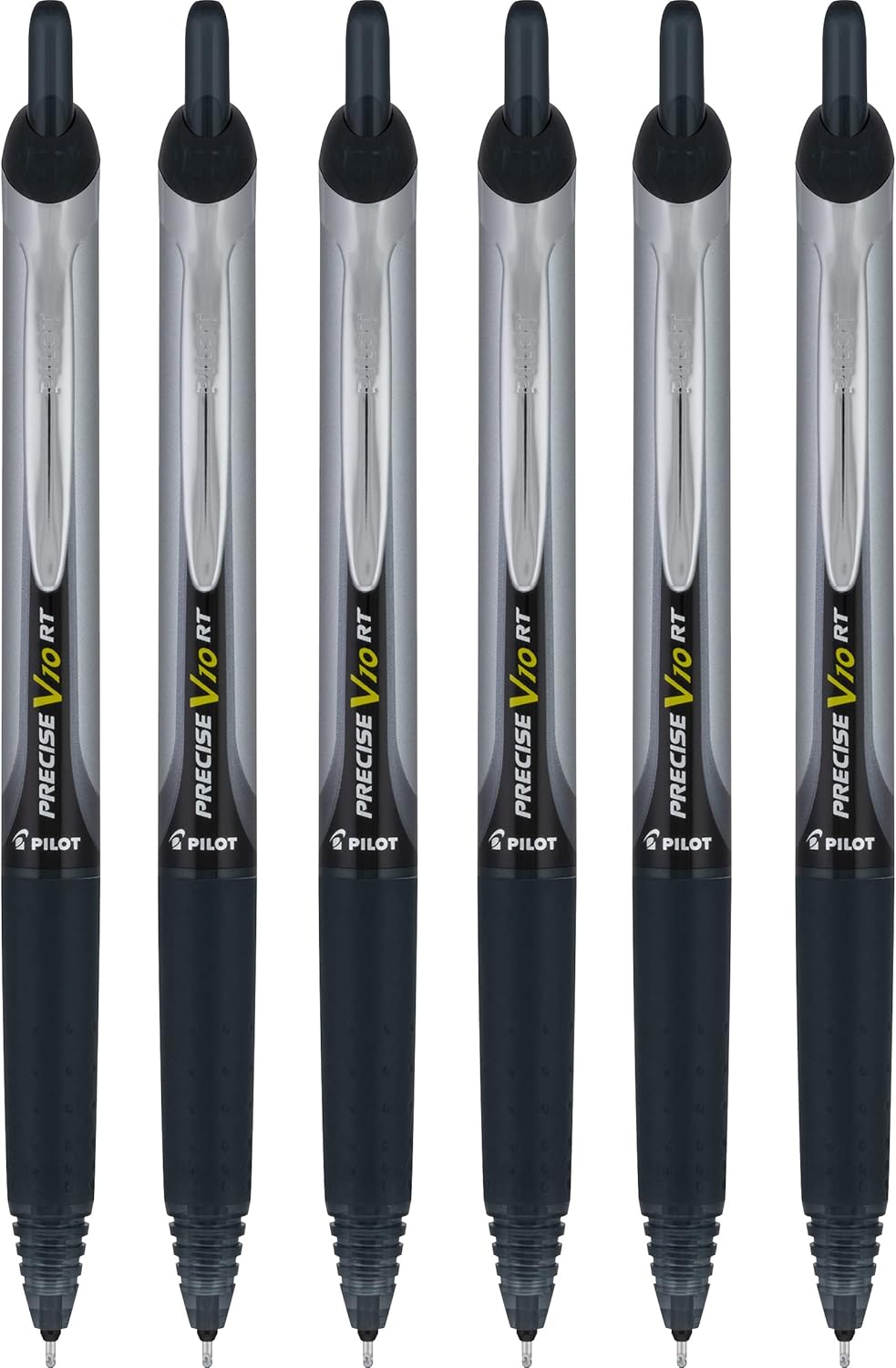 PILOT Precise V10 RT Retractable Liquid Ink Rollerball Pens, Bold Point, 1.0mm, Black Ink, 6 Count