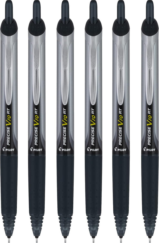 PILOT Precise V10 RT Retractable Liquid Ink Rollerball Pens, Bold Point, 1.0mm, Black Ink, 6 Count
