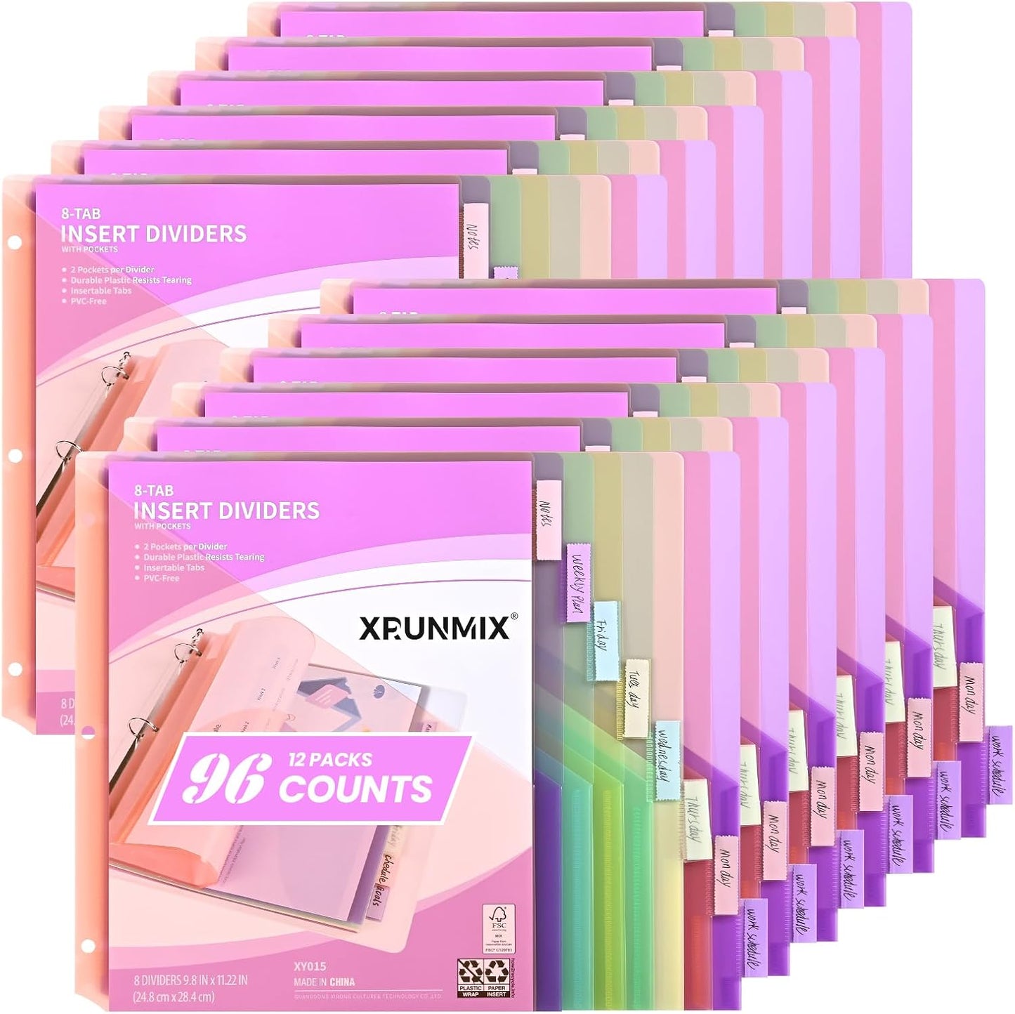 8-Tab Binder Dividers, Index Pockets for 3 Ring Binders, 8 Pastel Colors, US Letter Size (1)