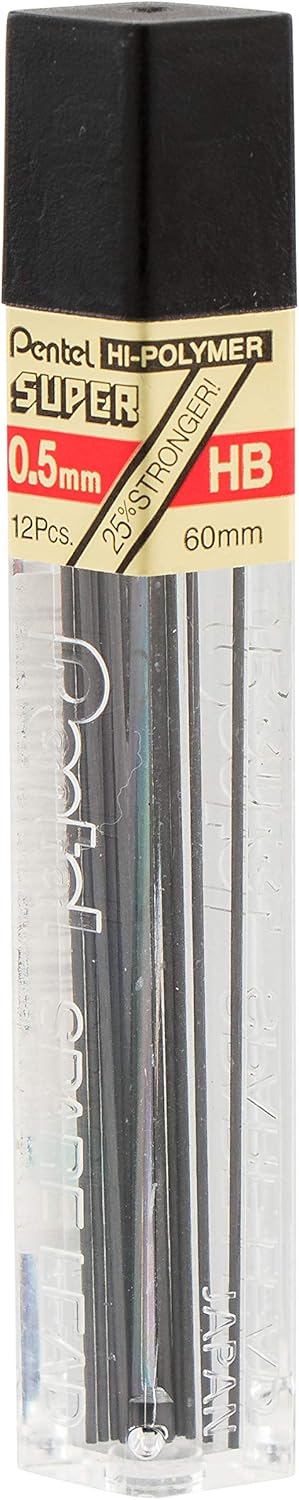 Pentel Super Hi-Polymer Lead Refill (0.5mm) Fine, 2H, 36 Pieces of Lead (C505BP32H-K6)