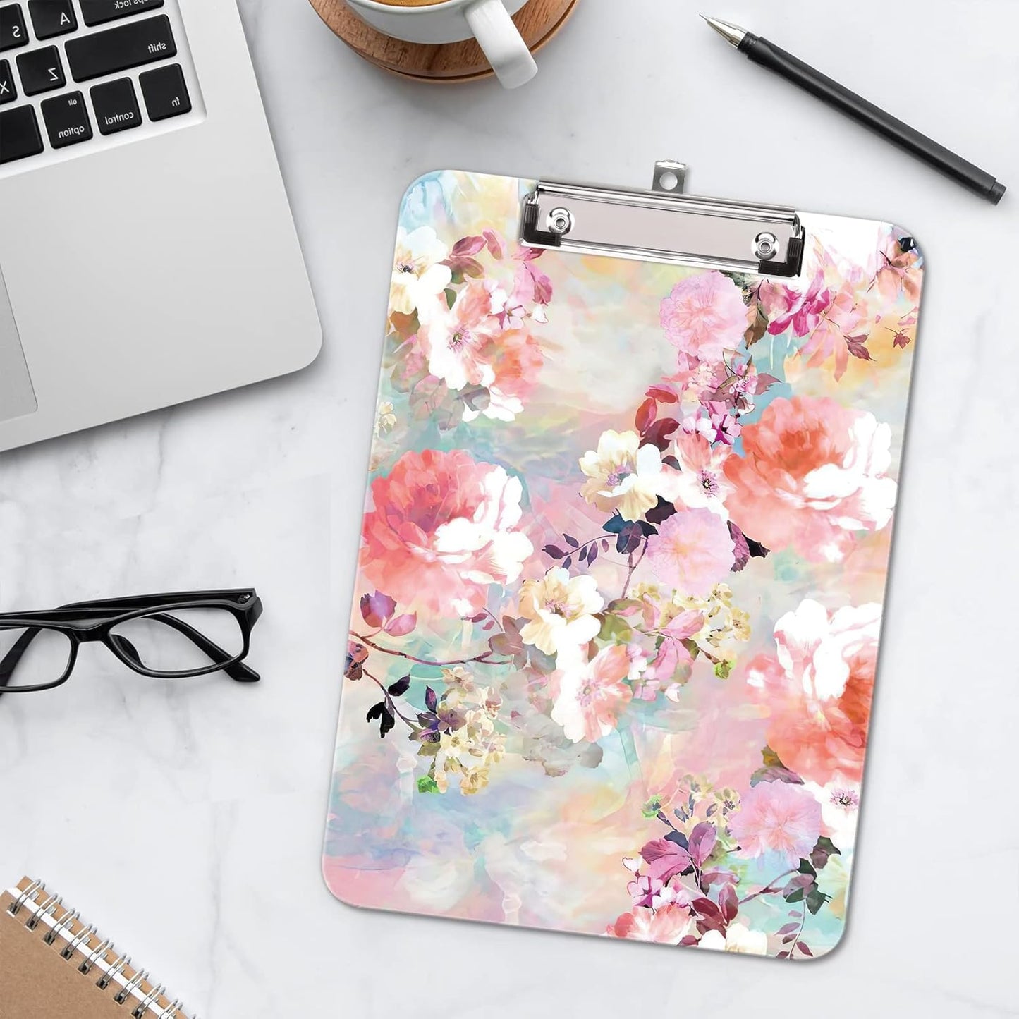 Hongri Plastic Cute Clipboard, Letter Size for Students, Teacher, Woman and Kids, Low Profile Clip, Decorative Pattern, Size 9 x 12.5 in, Dream Marble