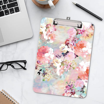 Hongri Plastic Cute Clipboard, Letter Size for Students, Teacher, Woman and Kids, Low Profile Clip, Decorative Pattern, Size 9 x 12.5 in, Dream Marble