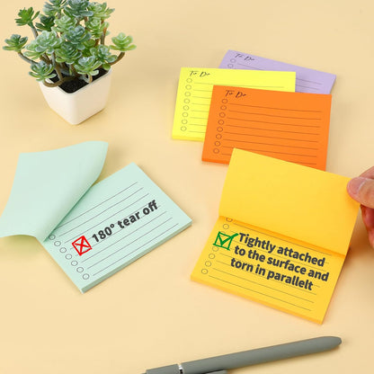 10 Pack to Do List Notepad Lined Sticky Notes, 3"x4", 500 Sheets, Sticky Notes with Lines, to Do List Planner, Square Sticky Notes for Office, Meeting, School, Home