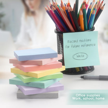 Eastern Wolf 8 Pads Sticky Notes 3x3 Self-Stick Notes 8 Bright Multi Colors Purple Sticky Notes, 85 Sheet/Pad