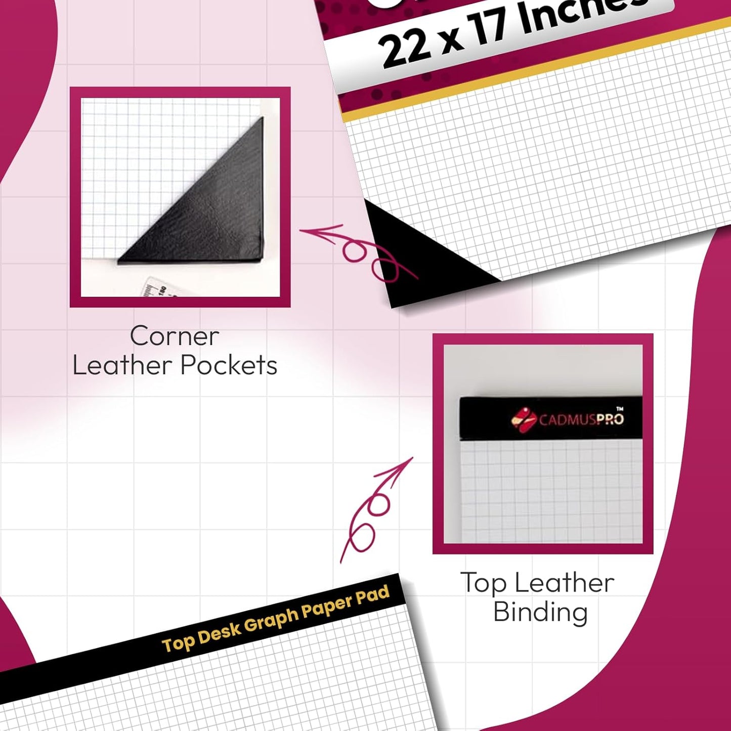 CADMUSPRO Graph Paper Pads 8.5x11 inch, 50 Sheets, Double-Sided, 80 GSM Quadrille Grid Math Notebook for students, Engineering Pad & Blueprint Drafting Paper, Architecture Sketch