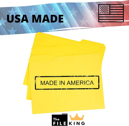 The File King 1/3 Cut File Folders Letter Size - 100 Pack | Manilla Folders 8.5 x 11 | Assorted 3 Tabs | Heavy Duty 11-Point Fiber | Made in USA | Undercut Front Style | Easy Labeling & Organization