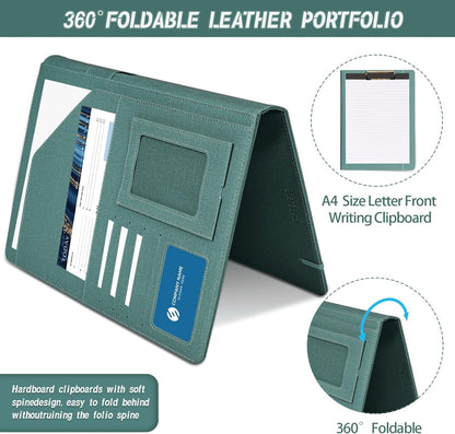 Clipboard Folio Folder Portfolio with Notepad-Pocket Business Card Holder Brown Faux PU Leather Portfolio