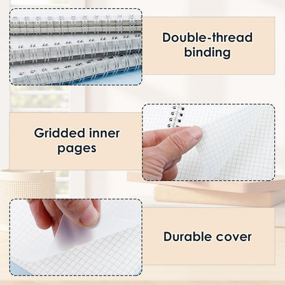 A5 Graph Paper Notebook, 5 Pack Spiral Grid Notebooks, 5.7"x 8" Graph Paper Spiral Notebook, Flexible Plastic Cover, 80 Sheets/160 Pages, for School Office Students Writing Graphing