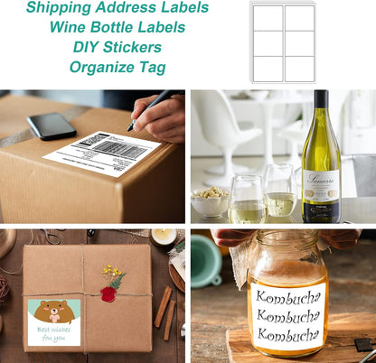 MFLABEL Half Sheet Shipping Labels - 200 Self Adhesive Sticker Sheets for Laser & Inkjet Printers, Waterproof & Smudge-Free, with 12 Free Fragile Labels for Packaging, Shipping and Crafting - Colors A