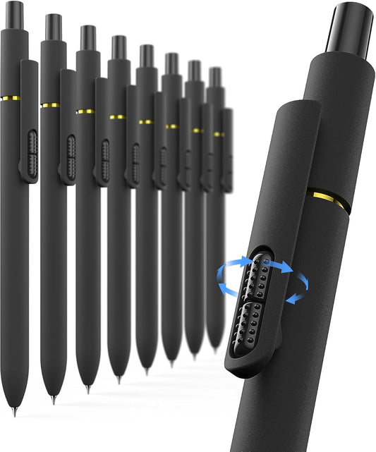 Hiacry 8 Pcs Gel Pens - 0.7mm Fine Point Smooth Writing Black Ink, Quick-Dry Long Lasting Fidge Pens, School & Office Supplies for Men Women