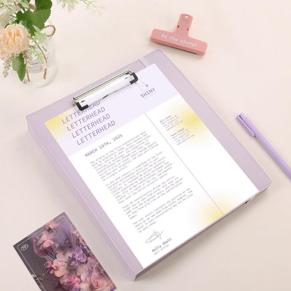 SKYDUE 3 Ring Binder with Clipboard,1 Inch Binder, 13.2" × 10.2" PU Clipboard Binder with Notepad & 5 Dividers with 5 Pockets, Labels, Clipboard Folder Great for School Office(Fit Letter Sized Paper)
