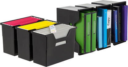 IRIS USA Magazine Holder, Compact File Storage Mini File Organizer for Desk and Home Office, Personal File Organizer for Papers and Magazines, Space-Saving Storage Set 6 Pack, Black