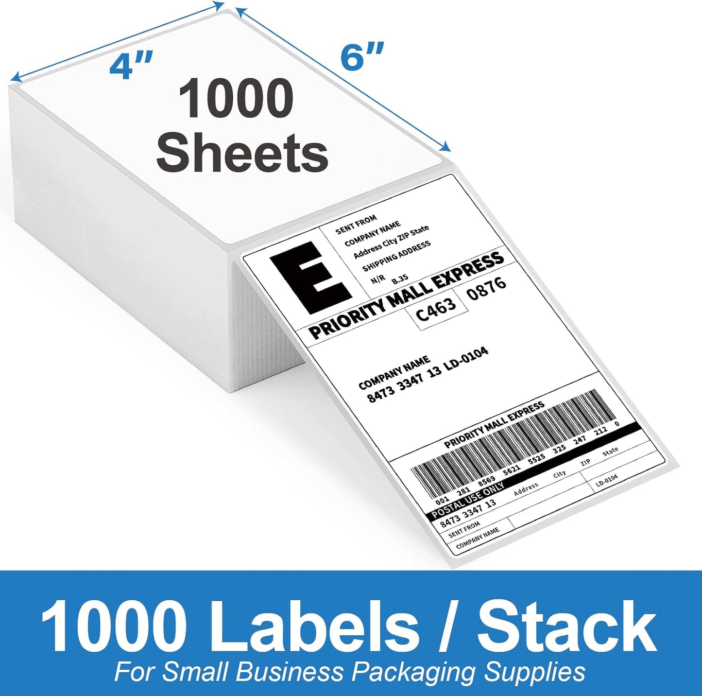 4x6 Thermal Labels 500/Stack, HUOJI Shipping Thermal Labels 4x6 Fanfold Compatible with Rollo, Zebra, MUNBYN Printers (Commercial Grade)