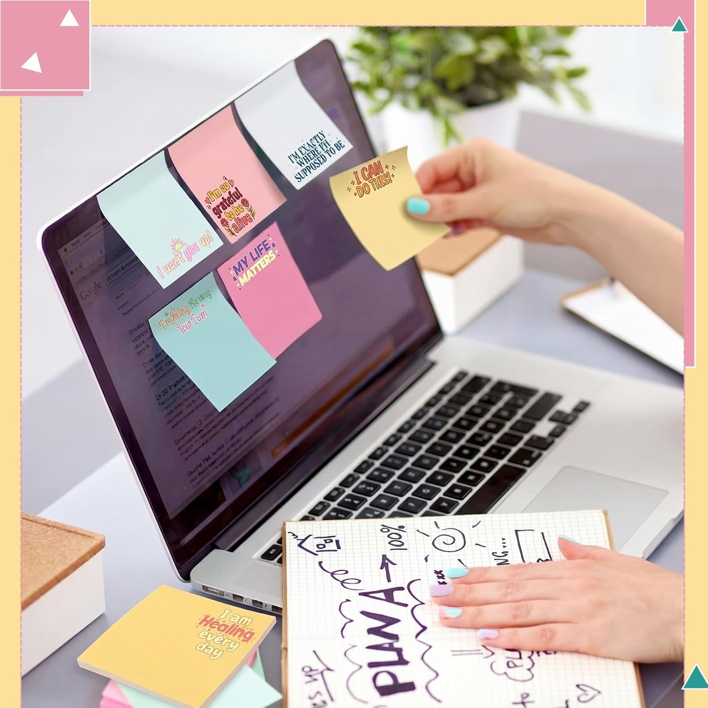 Yinder 48 Pcs Inspirational Sticky Notes Cute Motivational Sticky Notes Pad End of Year Employee Appreciation Gifts Bulk for Teacher Nurse Coworkers Office Supplies 3 x 3'' (Thank You,Dark Color)