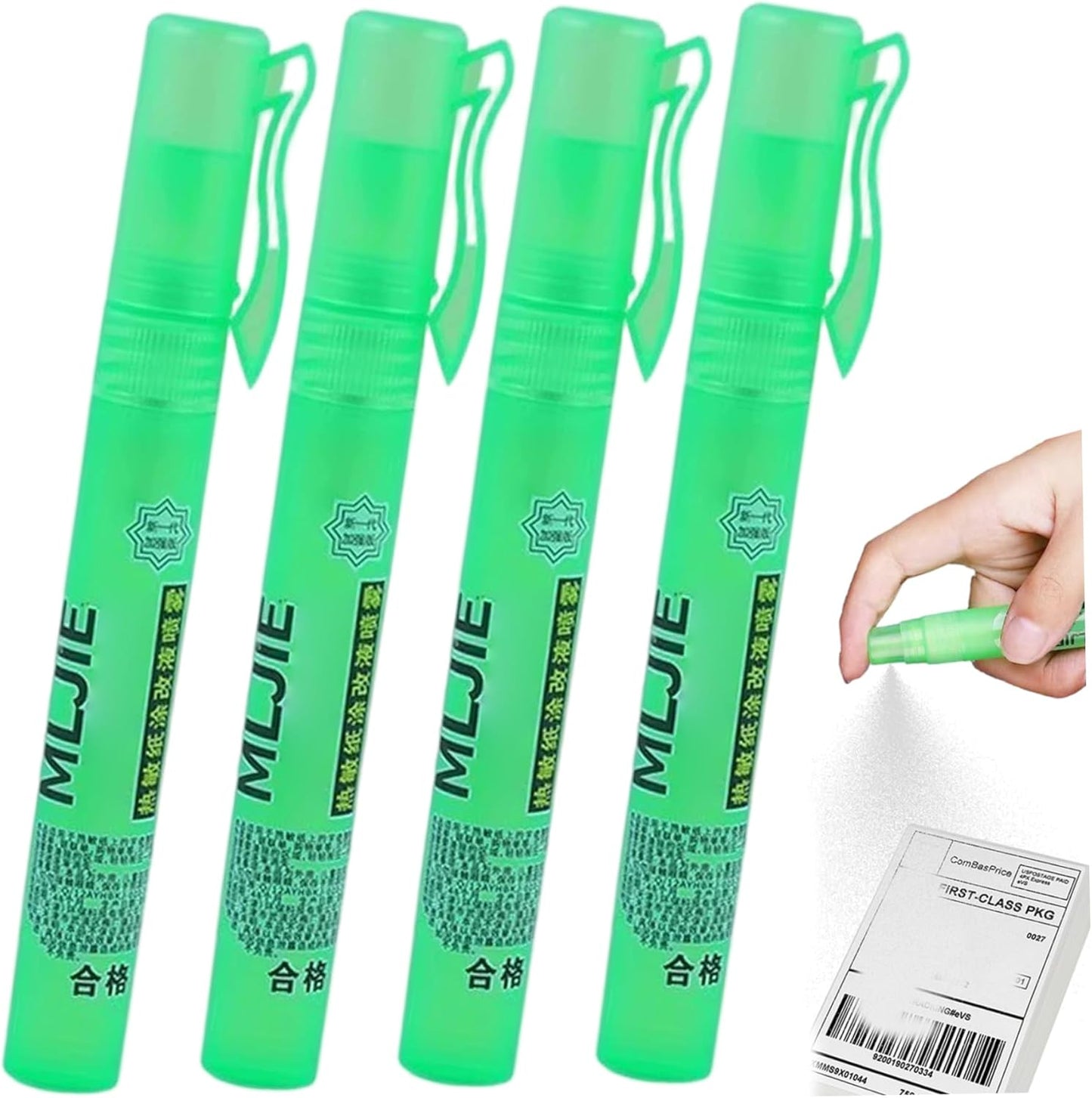 4PCS Thermal Paper Eraser Spray Quick Dry White Out Liquid Spray with Lid Portable Correction Fluid for Documents, Labels, Packages, Shipping Addresses