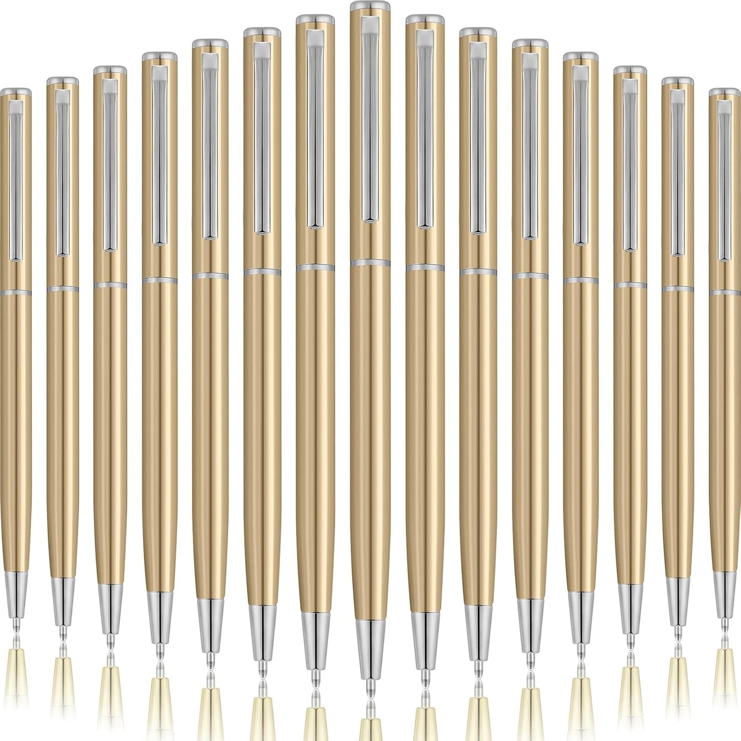 Zonon 240 Pcs Gold Metal Slim Ballpoint Pens Bulk Retractable Metallic Black Ink 1 mm Medium Point Smooth Writing Pens for Wedding Business Office Supplies Students Teachers Men Women Present