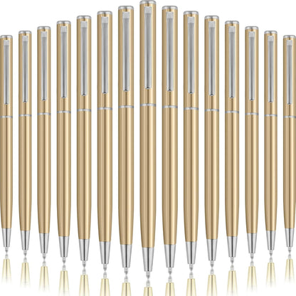 Zonon 240 Pcs Gold Metal Slim Ballpoint Pens Bulk Retractable Metallic Black Ink 1 mm Medium Point Smooth Writing Pens for Wedding Business Office Supplies Students Teachers Men Women Present
