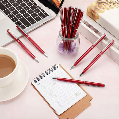 Zonon 240 Pcs Gold Metal Slim Ballpoint Pens Bulk Retractable Metallic Black Ink 1 mm Medium Point Smooth Writing Pens for Wedding Business Office Supplies Students Teachers Men Women Present