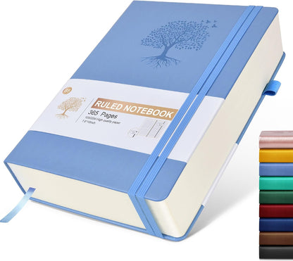 Lined Journal Notebook -365 Pages A5 Thick Journals for Writing Ruled Notebook, Hardcover Leather Journal for Women Men Daily Journal Notebook for Work, Note Taking, 100Gsm Lined Paper( 5.75'' X 8.38'' Green)