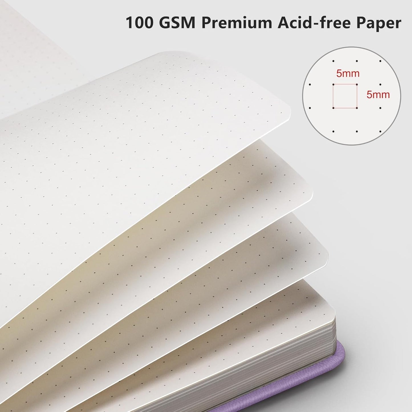 RETTACY Graph Grid Paper Notebook, 192 Pages, A5 Medium Size (5.7'' x 8.3''), 5 Squares per Inch, Leather Hardcover, 100 GSM Thick Paper, for School, Students, Math, Engineering (Brown)