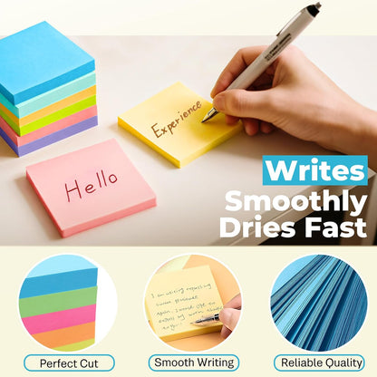 Sticky Notes 3x3 Inches, Bright Colors Self-Stick Pads, Easy to Post for Home, Office, Notebook,100 Sheets/pad (8 Pads)