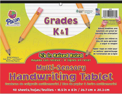 Pacon 2470 Multi-Sensory Handwriting Tablet, 10-1/2 x 8, 40 Sheets/Pad