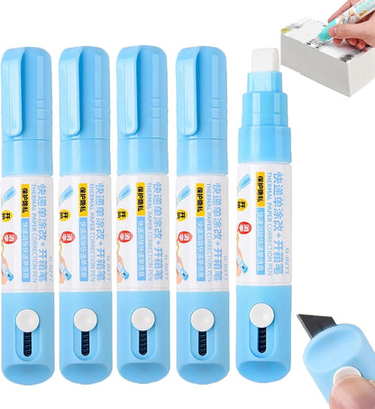 Thermal Label Correction Marker With Mini Box Cutter Cute, Thermal Paper Eraser, Privacy Information Coverage Fluid Liquid, For Documents, Labels, Packages, Shipping Addresses (2PCS)