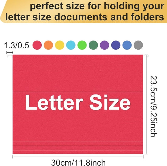 Hanging File Folders, 50 Pack Letter Size Hanging File folders with 1/5-cut Tabs, Stay Organized for Your Home and Office Bulk File, Documents and Paper, 10 Colors