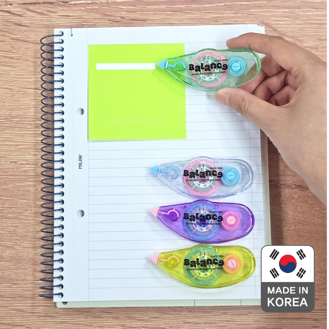 Correction Tape – Instant Dry Correction Tape for Smooth, Precise Corrections | Korea’s #1 Manufacturer | Office & School Supplies | 5mm x 5m (0.19 in x 5.47 yds) | 10 Pack