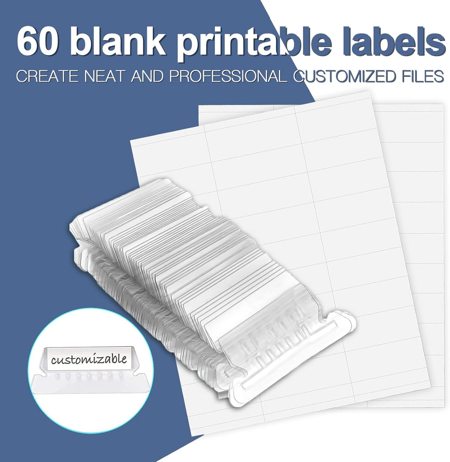 HERKKA Hanging File Folders, 60 Pack Reinforced Letter Size Hanging Folders, Designed for Bulky Files, Filing Cabinet, 1/5-Cut Adjustable Tabs (Black)