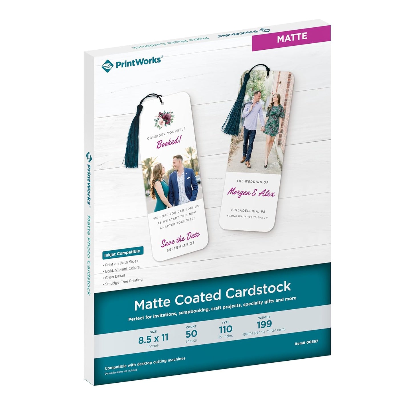 PrintWorks White Matte Cardstock 8.5" x 11" - 50 Sheets - 199 gsm Paper/110 lb Cardstock - Prints Like Matte Photo Paper - Ideal for School & Crafts - Photo Card Stock Made in the USA (00567)
