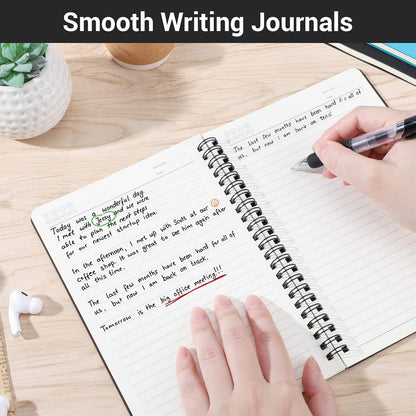 EUSOAR Spiral Lined Notebook, A5 3packs 5.5"X8.3" 120 Pages Lined Travel Notebooks Journal, Memo Notepad Sketchbook, Students College Office Business Diary Ruled Spiral Book Journal-3Colors Covers