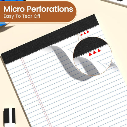 5x8 Legal Pads Writing Pad Note Pads, 8 Pack College Ruled Lined Paper Pad, White Perforated Notebook, Premium Notepads for School Office Home, 30 Sheets/Pack