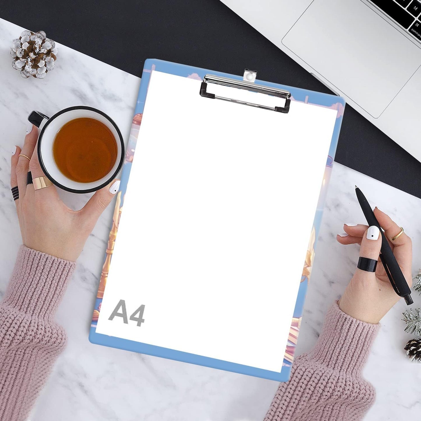 Fashion Clipboard, A4 Letter Size Wooden Decorative Clipboards for Teacher, Nurse, Doctor,Student and Kids, Cute Design for Standard Size 12.2" x 8.9" (C-Pink Purple Marble)