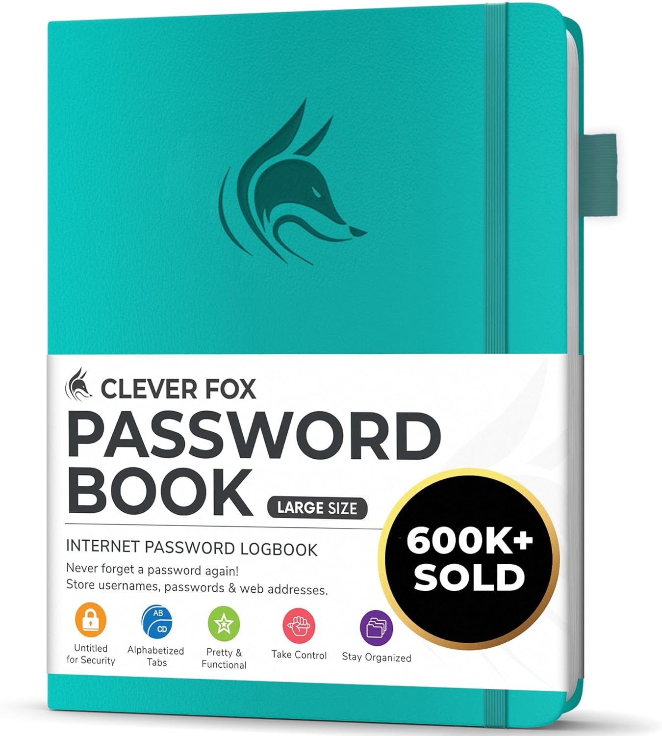Clever Fox Password Book with alphabetical tabs. Internet Address Organizer Logbook. Small Pocket Password Keeper for Website Logins (Orange)