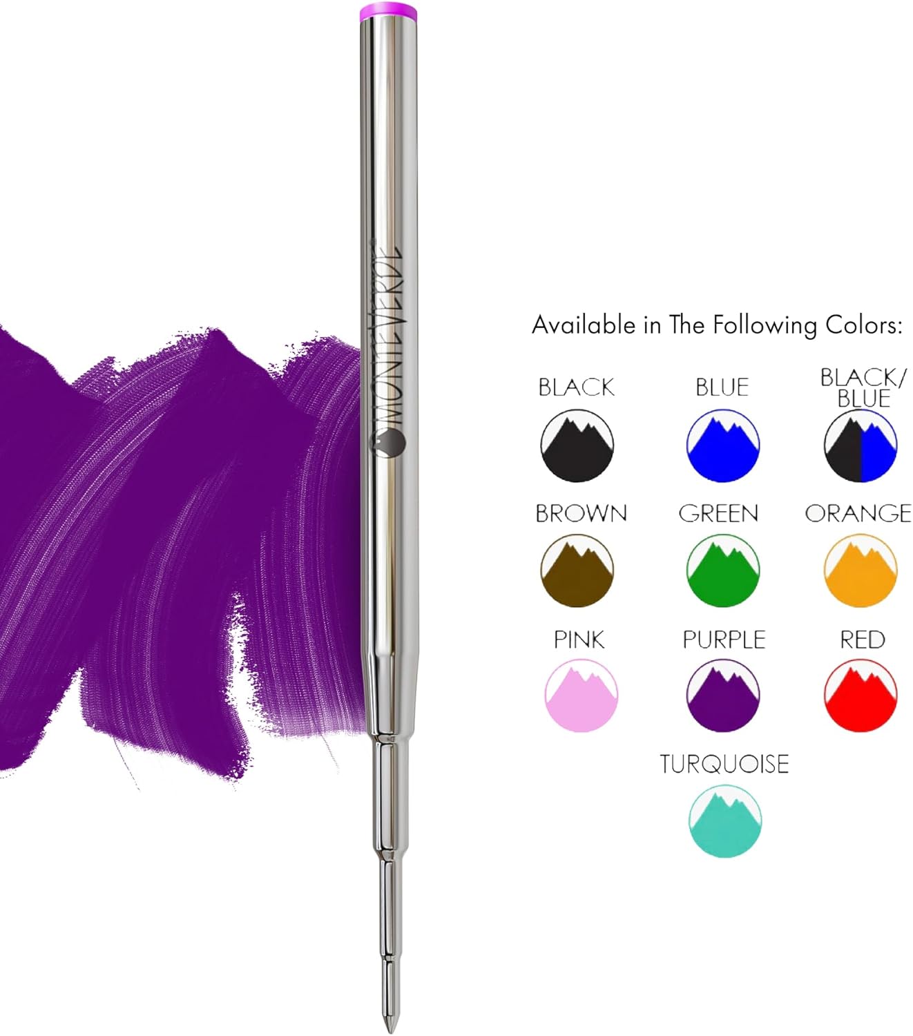 Monteverde USA Capless Ceramic Gel Refills to Fit Montblanc Ballpoint Pens, Fine Point Black Ink, Converts to Capless Rollerball, 2-Pack (M132BK)