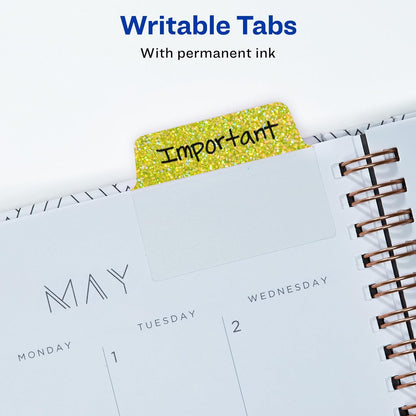 Avery Multiuse Ultra Tabs, 2" x 1.5", 2-Side Writable, Assorted Pastel Dots, 24 Repositionable Tabs (74773)