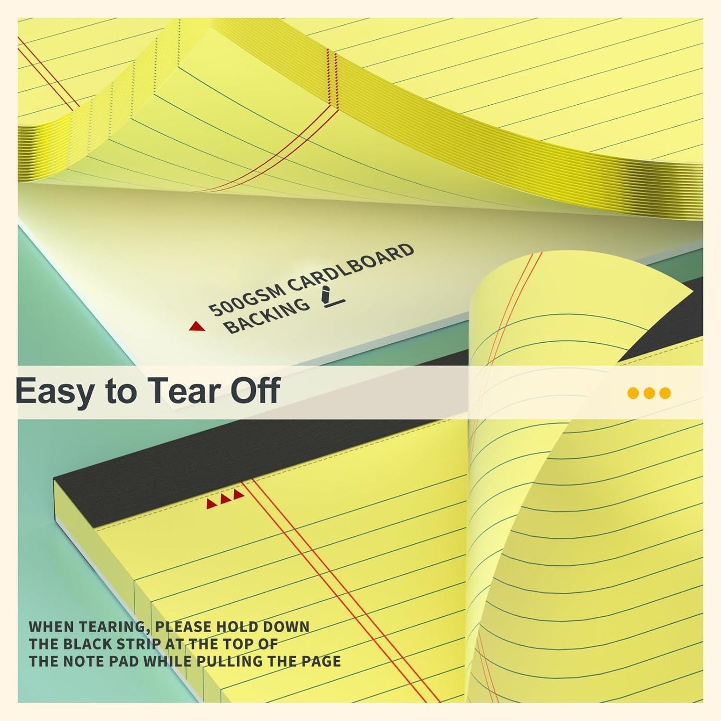 8 Pack Yellow Legal Pads 5x8 Small Note Pads 240 Sheets Perforated Yellow Pads Paper Narrow Ruled Writing Pad 80gsm Premium Thick Paper College Ruled Legal Notepads for Students, Office, Business