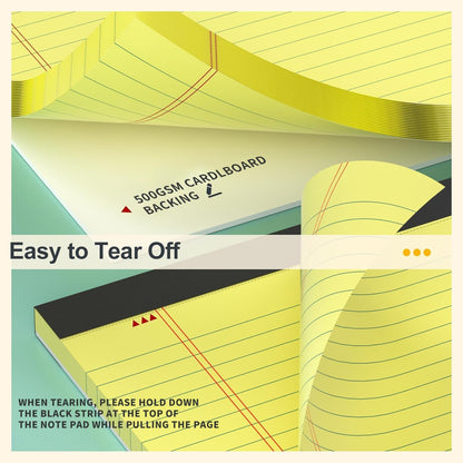 8 Pack Yellow Legal Pads 5x8 Small Note Pads 240 Sheets Perforated Yellow Pads Paper Narrow Ruled Writing Pad 80gsm Premium Thick Paper College Ruled Legal Notepads for Students, Office, Business