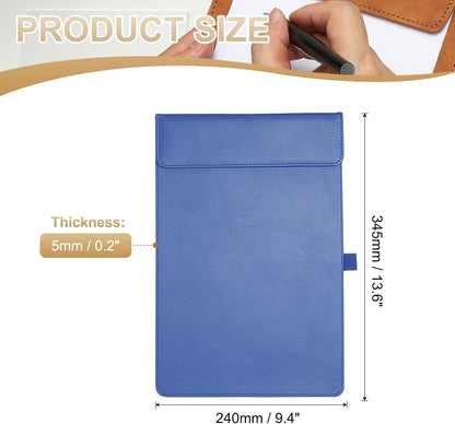 PATIKIL A4 Letter Size PU Leather Clipboard, 9.5"x13.5" Business Magnetic Padfolio with Pen Holder Organizer Office Folder Writing Board Style 2, Black