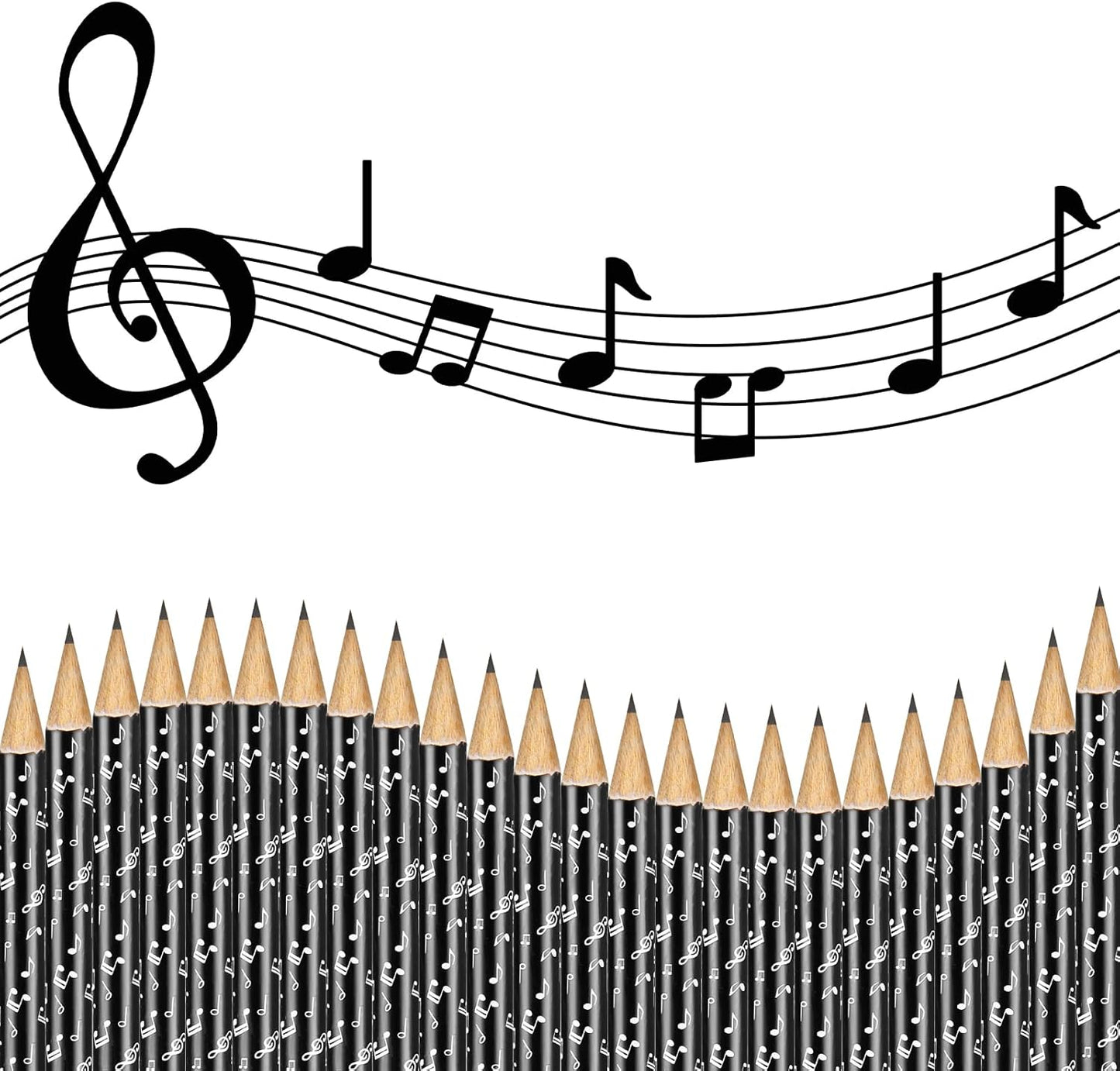 Chinco 200 Pieces Music Note Pencil Music Pencils Round Pencils Wooden Case with Eraser for Students Kids Classroom Favors Supplies