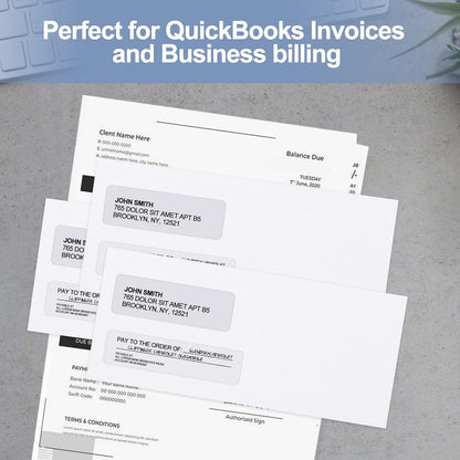 500#10 Double Window Security Envelopes, PANDRI NO.10 Self-Seal Window Envelopes Designed for QuickBooks Invoices, Business Statements & Documents - Number 10 Size 4 1/8 Inch X 9 1/2 Inch - 24 LB