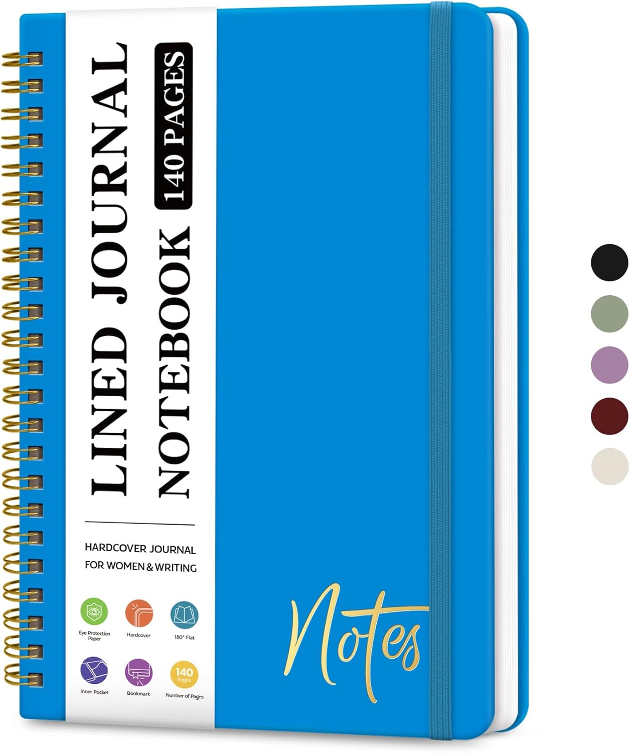 ZOTIA Lined Spiral Journal Notebook for Women, A5 College Ruled Journals for Writing, Hardcover Notebooks for Work, Note taking and Office School Supplies,140 Pages - Yellow